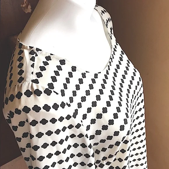 L BRIXON IVY SCOOP NECK  BLACK & CREAM PULL OVER BLOUSE 3/4 LOOSE Sleeve… - Picture 9 of 13